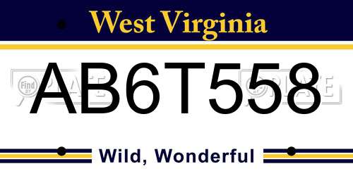 AB6T558 West Virginia License Plate