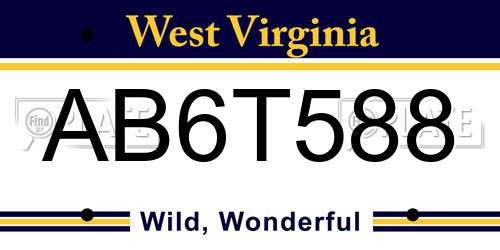 AB6T588 West Virginia License Plate