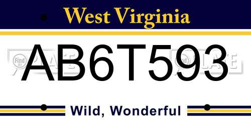 AB6T593 West Virginia License Plate