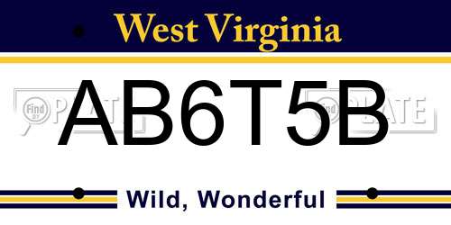 AB6T5B West Virginia License Plate