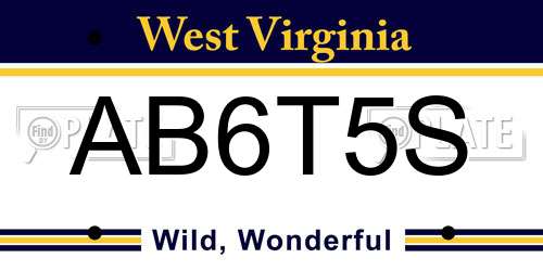 AB6T5S West Virginia License Plate