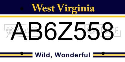 AB6Z558 West Virginia License Plate