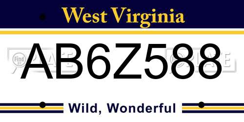AB6Z588 West Virginia License Plate