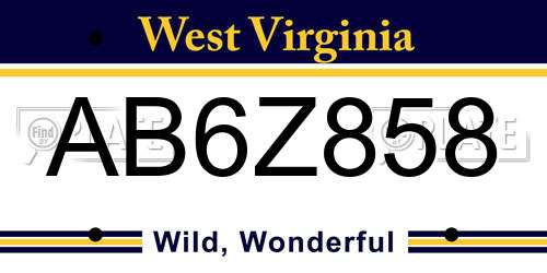 AB6Z858 West Virginia License Plate