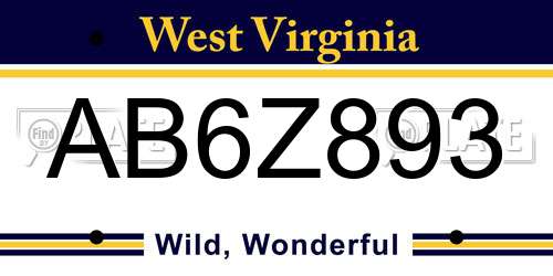 AB6Z893 West Virginia License Plate