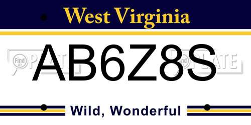 AB6Z8S West Virginia License Plate
