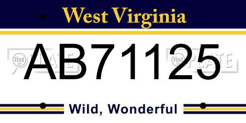 AB71125 West Virginia License Plate