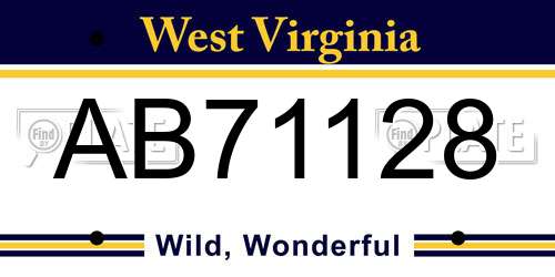 AB71128 West Virginia License Plate