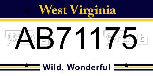 AB71175 West Virginia License Plate