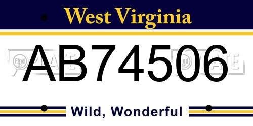 AB74506 West Virginia License Plate