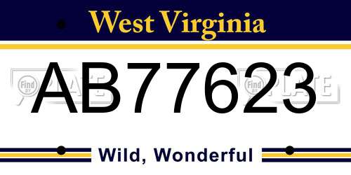 AB77623 West Virginia License Plate