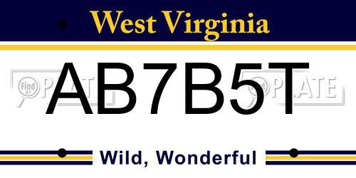 AB7B5T West Virginia License Plate