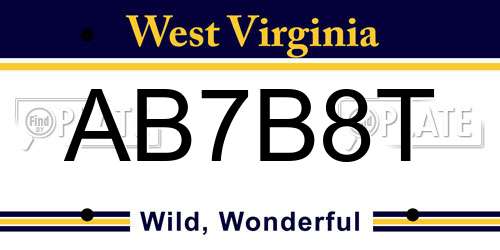 AB7B8T West Virginia License Plate