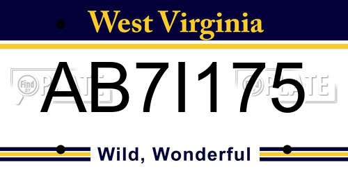 AB7I175 West Virginia License Plate