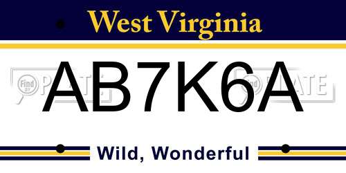 AB7K6A West Virginia License Plate