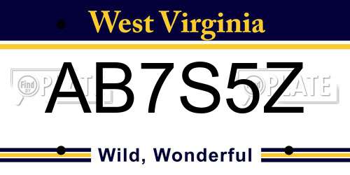 AB7S5Z West Virginia License Plate