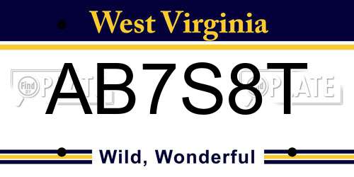 AB7S8T West Virginia License Plate