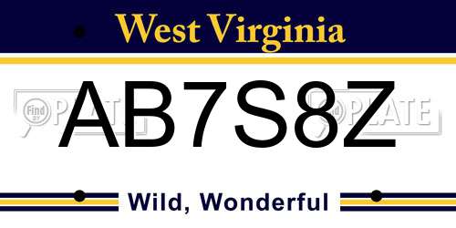 AB7S8Z West Virginia License Plate