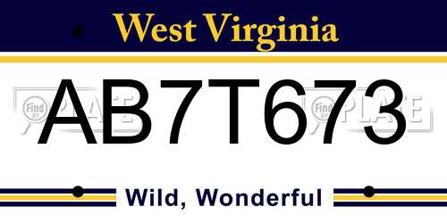 AB7T673 West Virginia License Plate