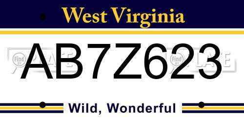 AB7Z623 West Virginia License Plate