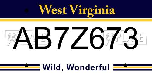 AB7Z673 West Virginia License Plate