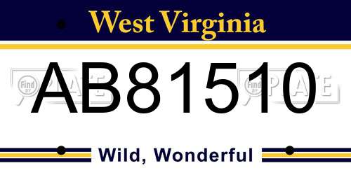 AB81510 West Virginia License Plate