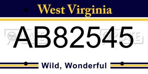 AB82545 West Virginia License Plate