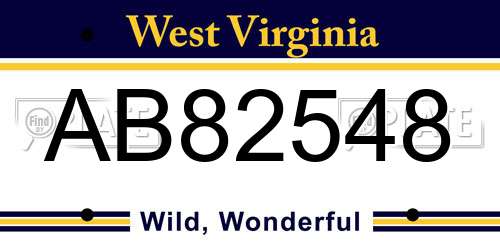 AB82548 West Virginia License Plate