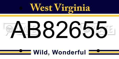 AB82655 West Virginia License Plate