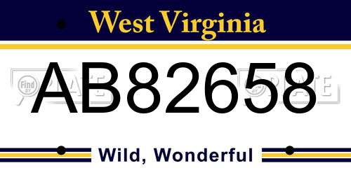 AB82658 West Virginia License Plate