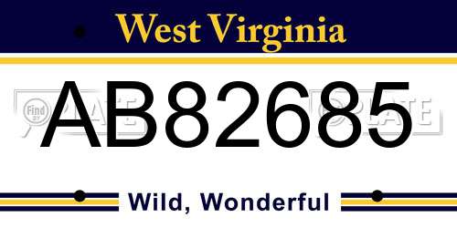 AB82685 West Virginia License Plate