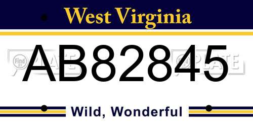 AB82845 West Virginia License Plate