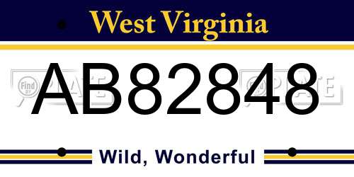 AB82848 West Virginia License Plate