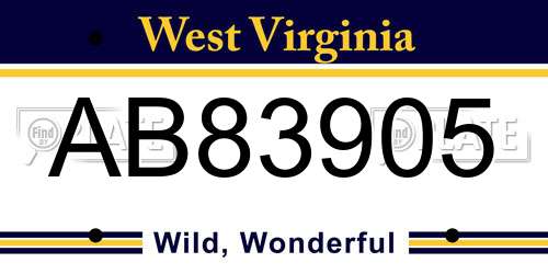 AB83905 West Virginia License Plate