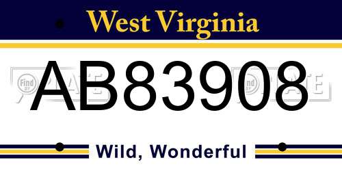 AB83908 West Virginia License Plate