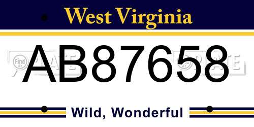 AB87658 West Virginia License Plate