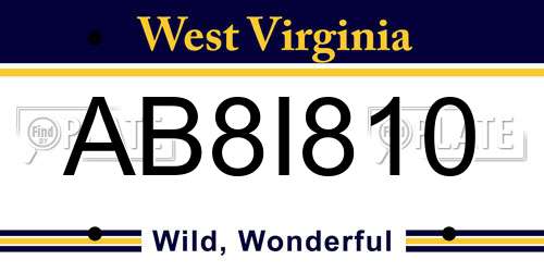 AB8I810 West Virginia License Plate