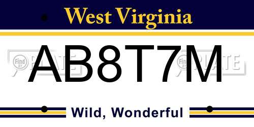 AB8T7M West Virginia License Plate