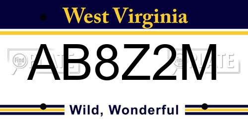 AB8Z2M West Virginia License Plate