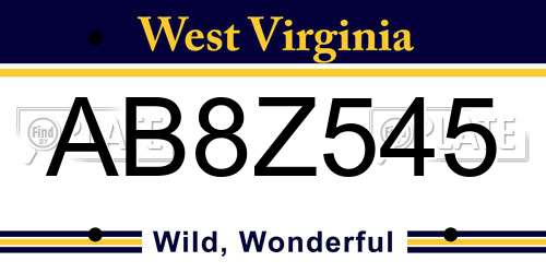 AB8Z545 West Virginia License Plate