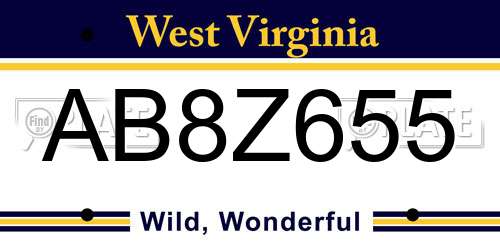 AB8Z655 West Virginia License Plate