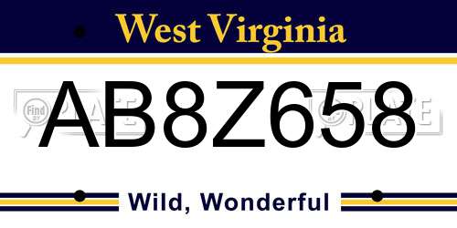 AB8Z658 West Virginia License Plate