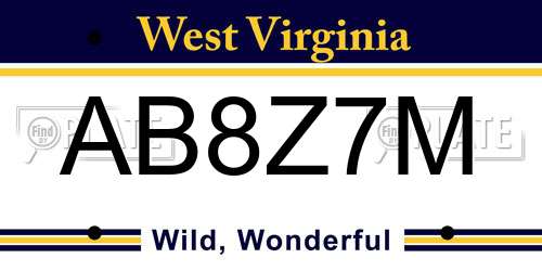 AB8Z7M West Virginia License Plate