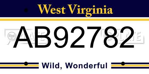 AB92782 West Virginia License Plate