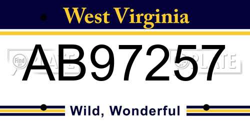 AB97257 West Virginia License Plate