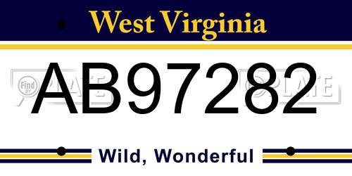 AB97282 West Virginia License Plate