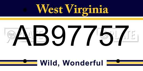AB97757 West Virginia License Plate