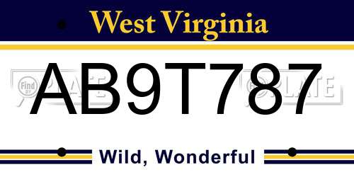 AB9T787 West Virginia License Plate