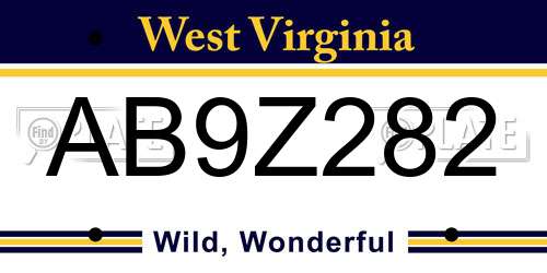 AB9Z282 West Virginia License Plate