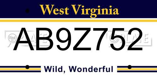 AB9Z752 West Virginia License Plate